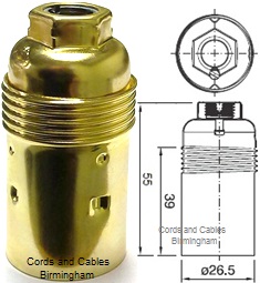 3.014.10.E14.PLN 10mm. E14 SES Brassed metal lamp holder plain skirt