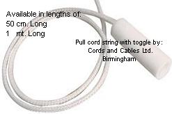 4.152.1M.CORD Pull cord string with toggle white - 1 mt. long