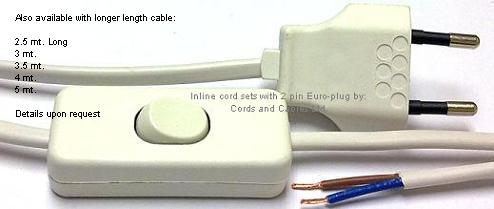4.187.80120.W (222.156) Inline Cord Set 2 Core with EURO-PLUG - WHITE